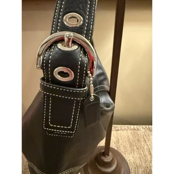 Y2K‎ Coach Soho Black Leather Medium Hobo Tassel Shoulder Bag 8A03 - Picture 12 of 16